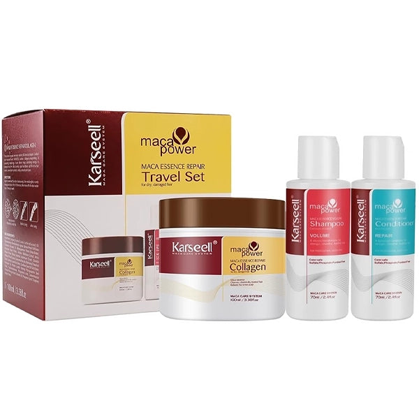 Kit Máscara Capilar Karseell Maca Essence Travel Set 100 ml + Shampoo 70ml + Condicionador 70ml