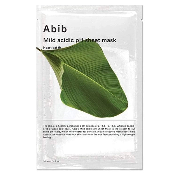 Máscara Facial Abib Mild Acidic pH Sheet Mask Heartleaf Fit - 10 Unidades