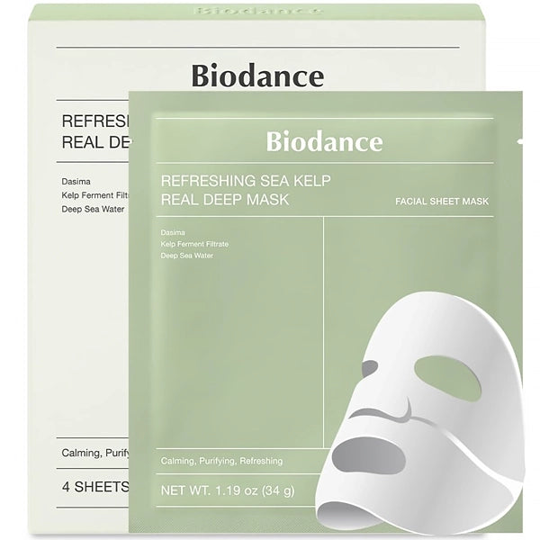 Máscara Facial Biodance Refreshing Sea Kelp Real Deep Mask - 4 Unidades