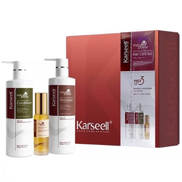 Kit Shampoo Karseell Maca Essence Moisturizing 500 ml + Condicionador 500 ml + Óleo Capilar 50 ml