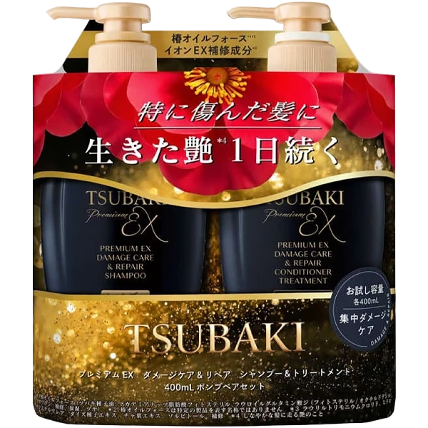 Kit Shampoo Tsubaki Premium EX Damage Care &amp; Repair 400 ml + Condicionador 400 ml