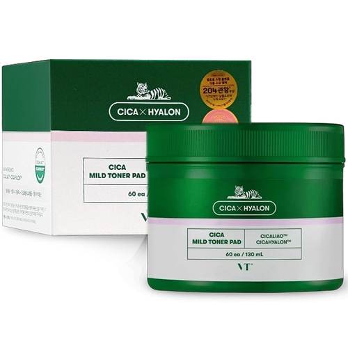 Almofadas Tônicas VT Cosmetics CICA Mild Toner Pad de 60 Unidades