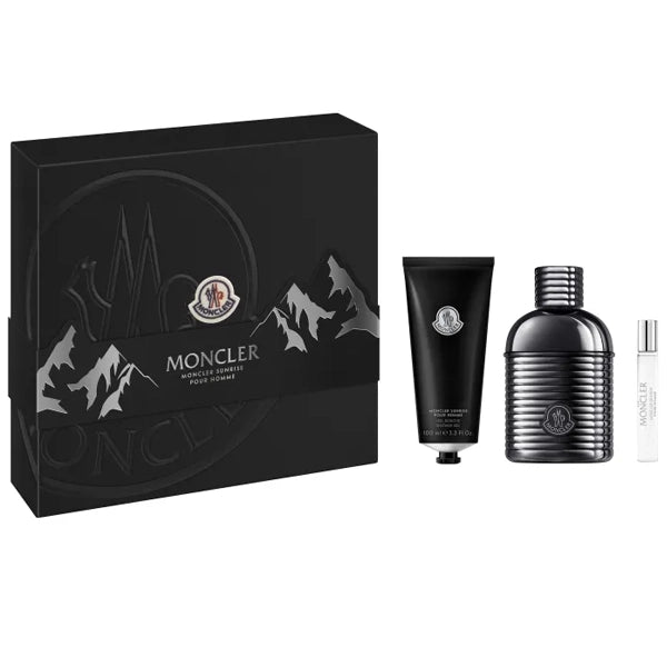 Kit Perfume Masculino Moncler Sunrise Pour Homme EDP 100ml + Perfume 7.5ml + Gel de Banho 100ml