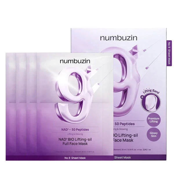 Máscara Facial Numbuzin No.9 NAD Bio Lifting-sil Full Face - 4 Unidades