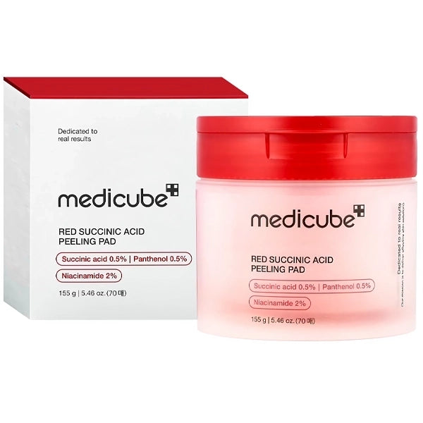 Almofadas Esfoliantes Medicube Red Succinic Acid Peeling Pad de 70 Unidades (CX Feia)