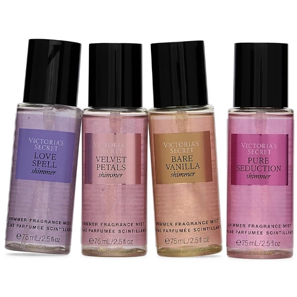 Kit Colônia Spray Feminino Victoria's Secret Shimmer Brume Parfumée 75 ml - 4 Unidades