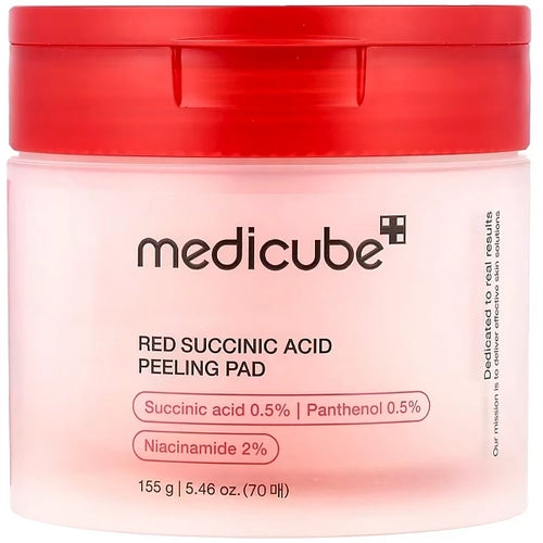 Almofadas Esfoliantes Medicube Red Succinic Acid Peeling Pad de 70 Unidades (CX Feia)