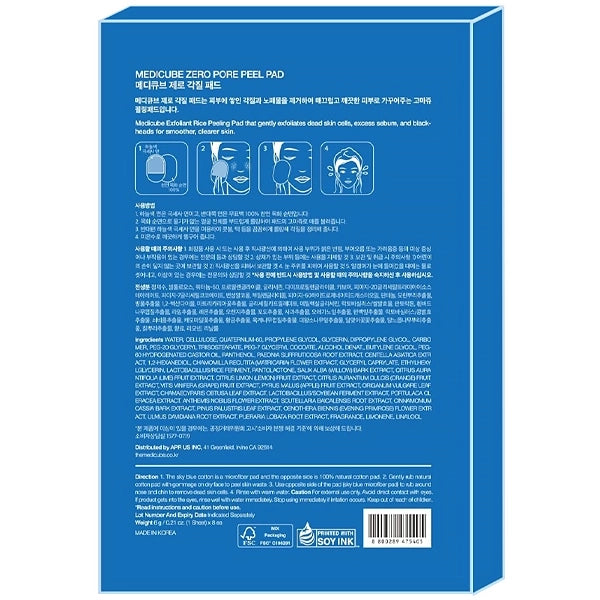 Esfoliante Facial Medicube Zero Pore Peel Pad - 8 Unidades