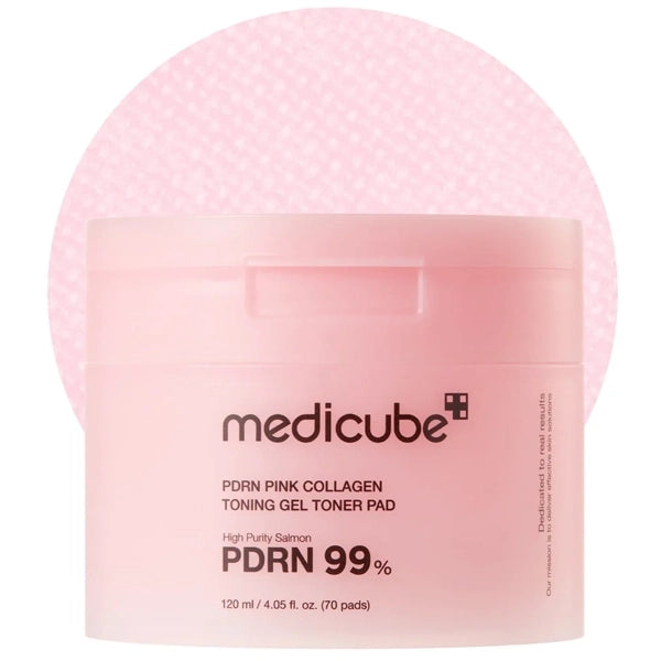 Almofadas Tônicas Medicube PDRN Pink Collagen Toning Gel Pad de 120ml (70 Unidades)