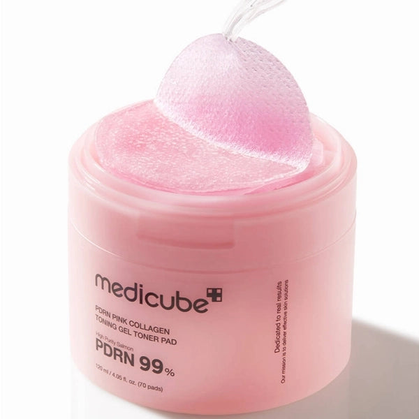 Almofadas Tônicas Medicube PDRN Pink Collagen Toning Gel Pad de 120ml (70 Unidades)