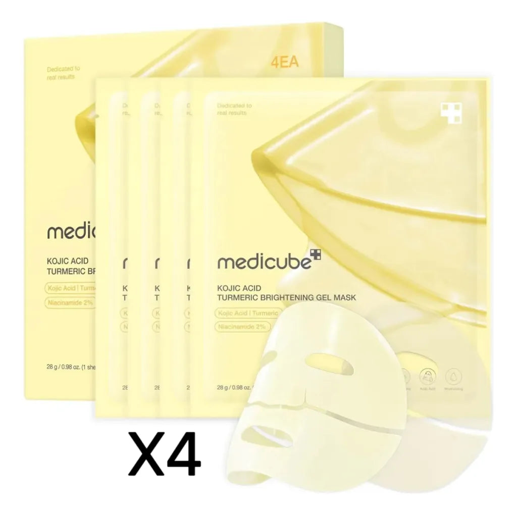 MEDICUBE Máscara Gel Iluminadora Ácido Kójico e Cúrcuma – Caixa 4 un.